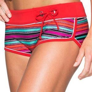 Athleta saffron stripe Santa Cruz bikini bottoms